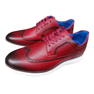 Zenobi - Scarpe stringate ultra leggere in pelle rosso sfumato bordeaux