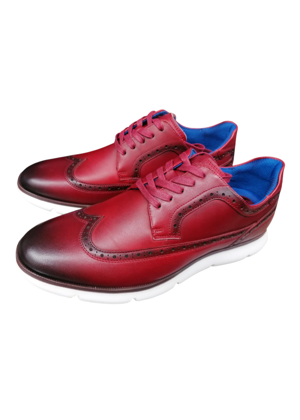 Zenobi - Scarpe stringate ultra leggere in pelle rosso sfumato bordeaux