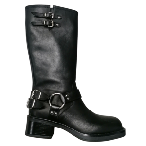 Kammi - Stivali al ginocchio in pelle nero modello Miu Miu