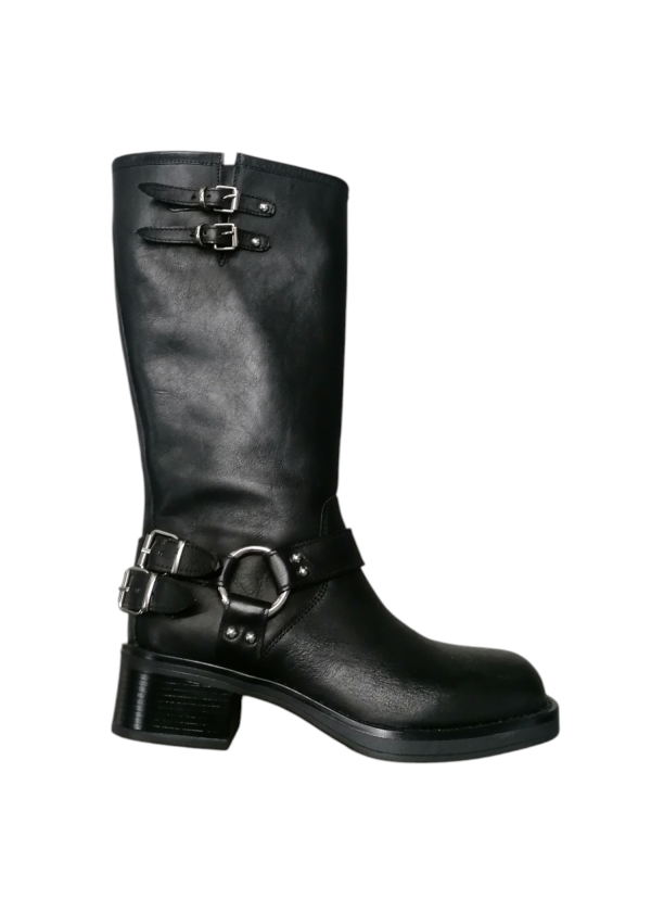 Kammi - Stivali al ginocchio in pelle nero modello Miu Miu