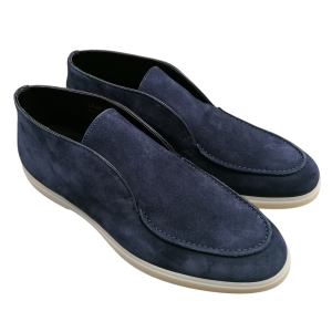 Brecos - Polacchino in pelle scamosciata blu modello Loro Piana