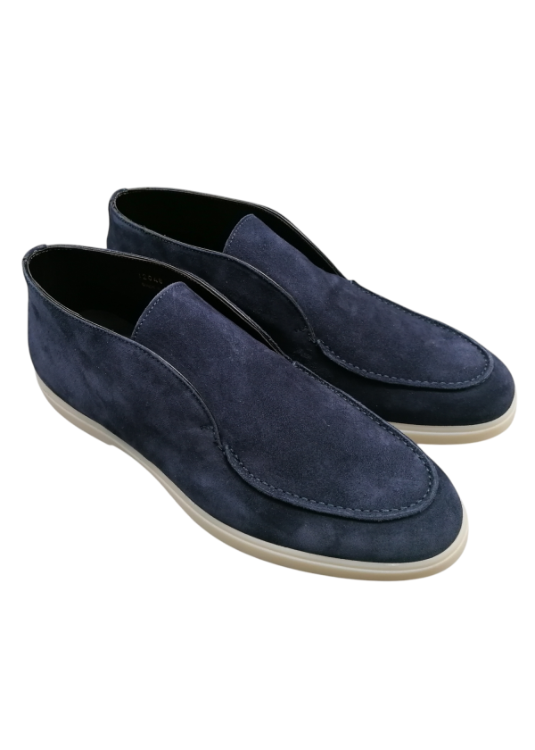 Brecos - Polacchino in pelle scamosciata blu modello Loro Piana