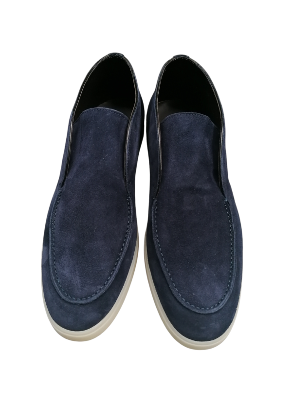 Brecos - Polacchino in pelle scamosciata blu modello Loro Piana - immagine 2