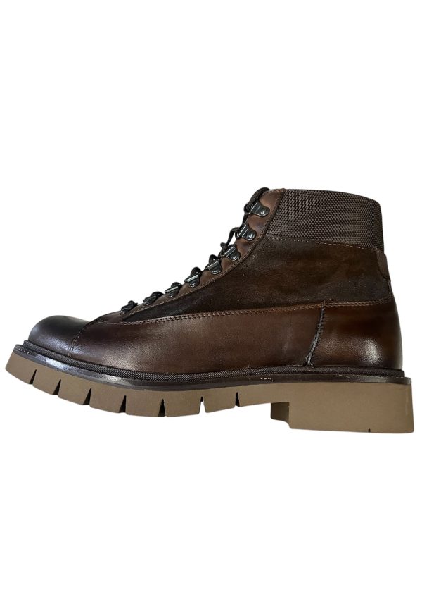 Exton - Stivaletti in pelle marrone con lacci uomo