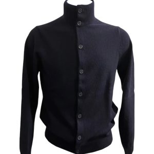 Zenobi - Cardigan a lupetto con bottoni in lana e cashmere blu scuro - M