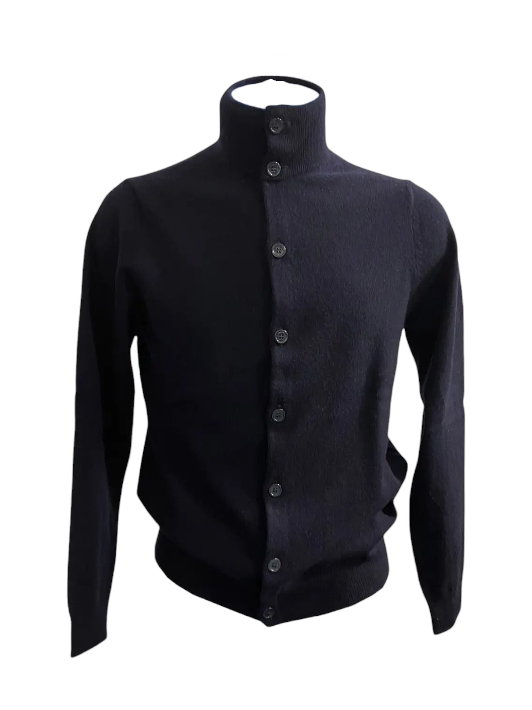 Zenobi - Cardigan a lupetto con bottoni in lana e cashmere blu scuro - M