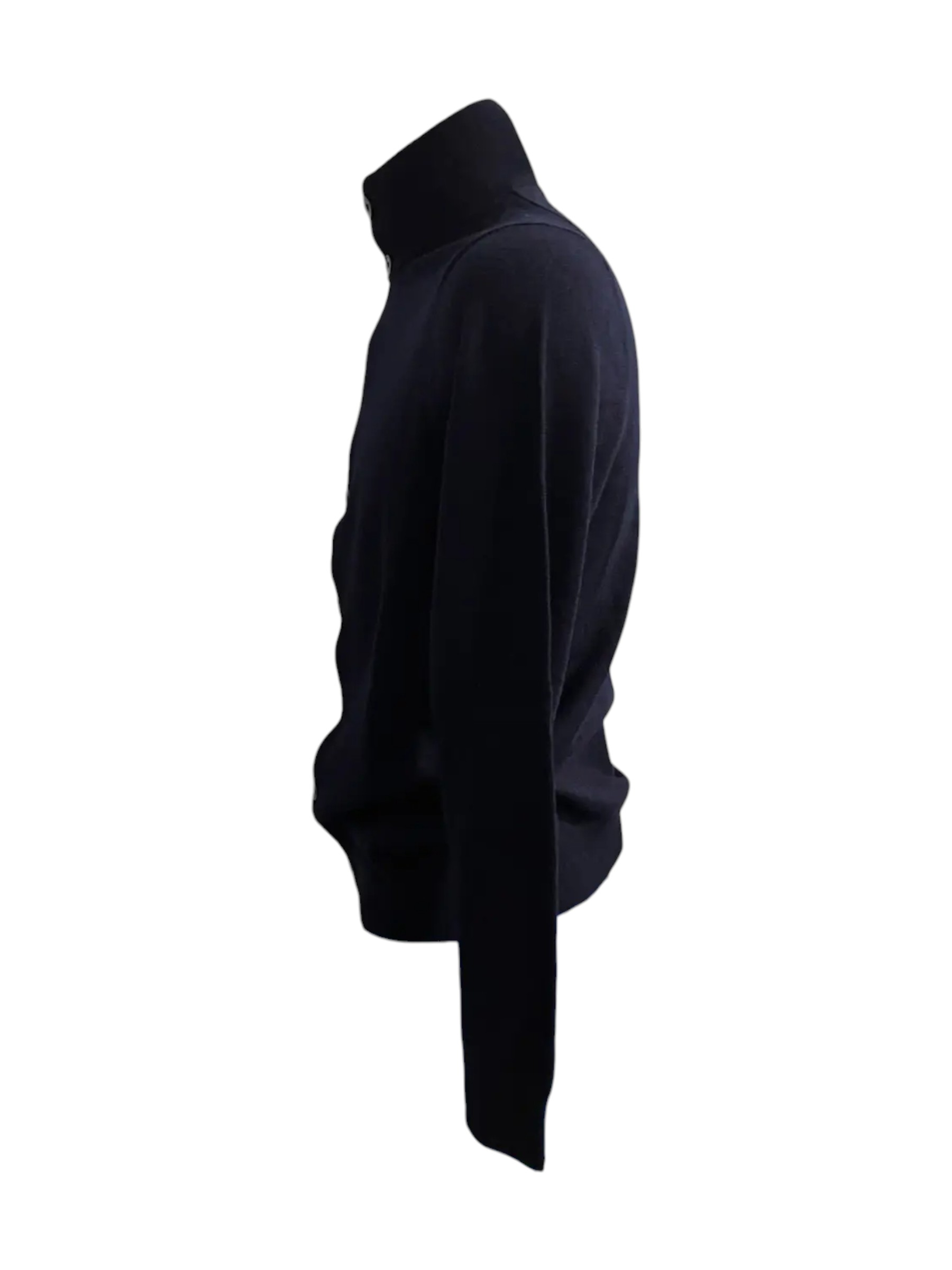 Zenobi - Cardigan a lupetto con bottoni in lana e cashmere blu scuro - M - immagine 2