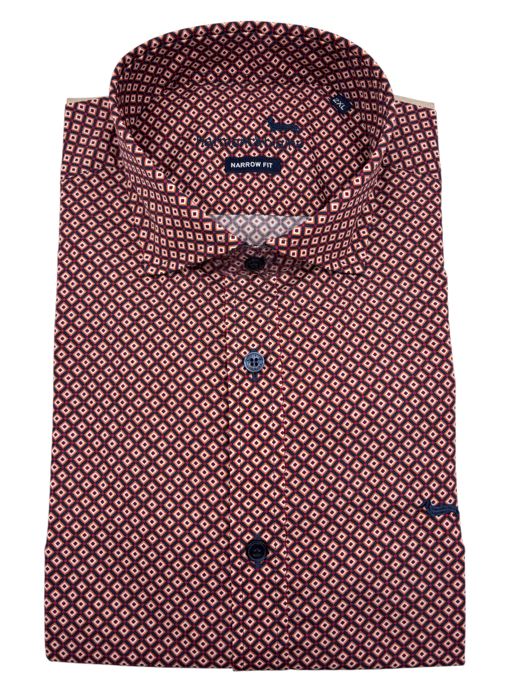 Harmont & Blaine - Camicia narrow fit in cotone fantasia geometrica multicolore