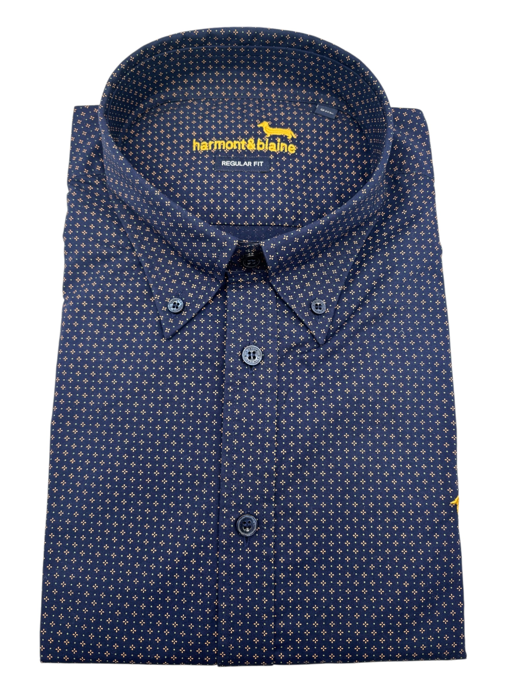 Harmont & Blaine - Camicia regular fit in cotone fantasia su sfondo blu scuro - 5XL