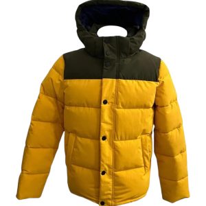 Ecoalf - Giubbotto imbottito in piuma ecologica in sintetico giallo e verde militare - S