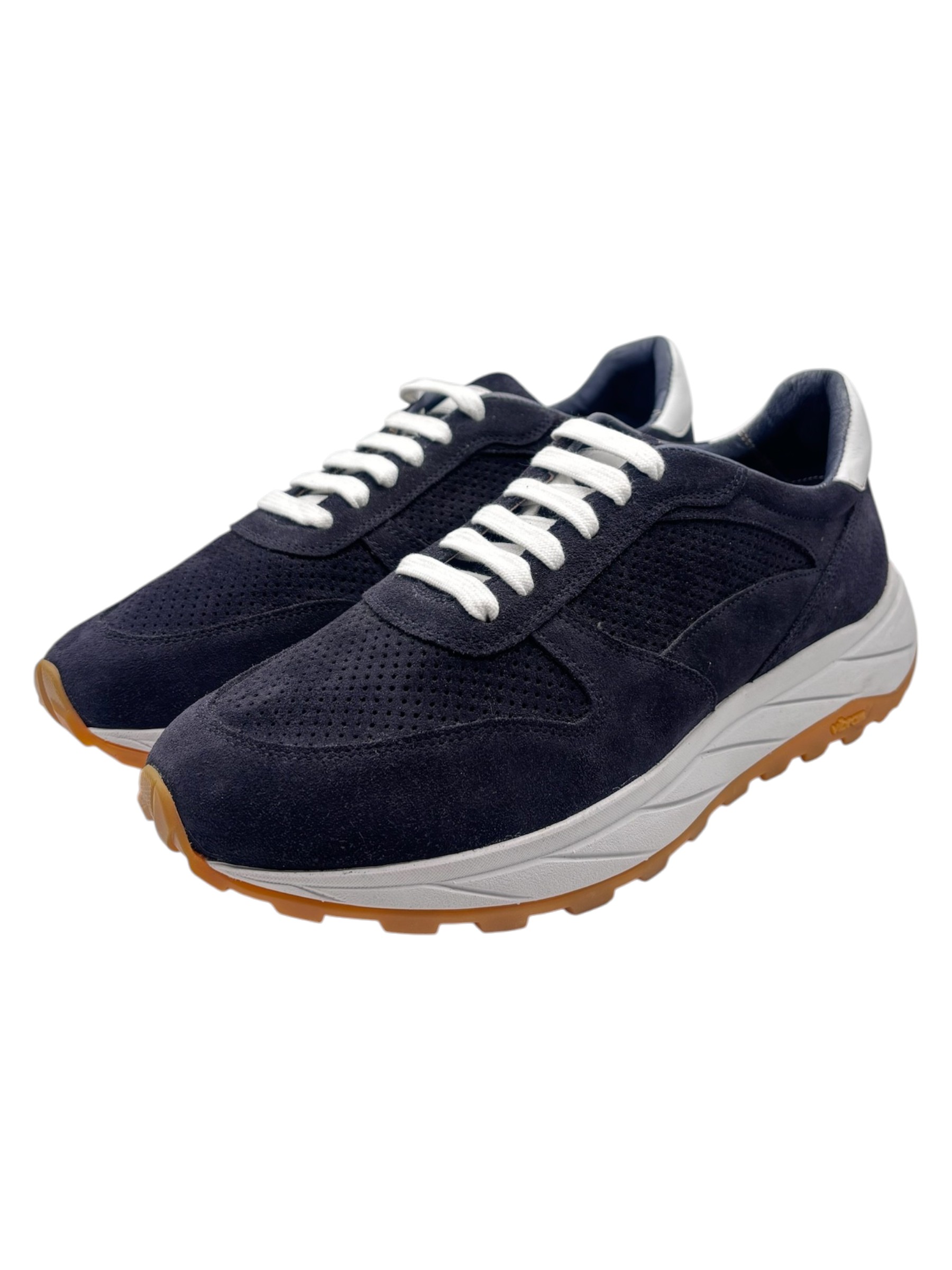 Brecos - Sneakers uomo in pelle scamosciata blu navy - 42
