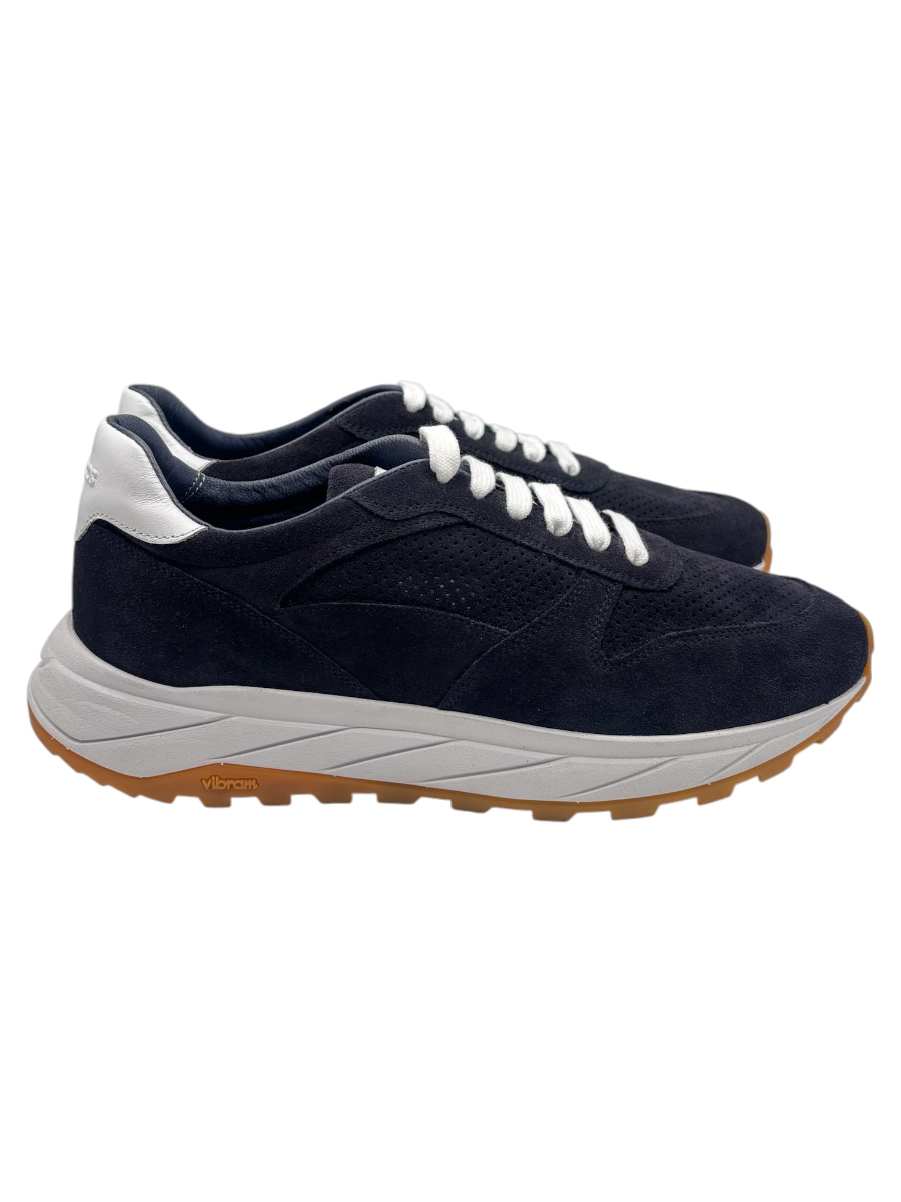 Brecos - Sneakers uomo in pelle scamosciata blu navy - 42 - immagine 3