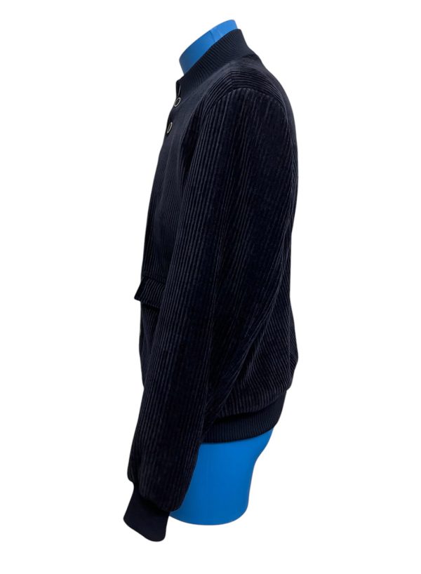 Marco Nils - IT/54 - Bomber in velluto mille righe di poliestere elasticizzato blu scuro - immagine 2