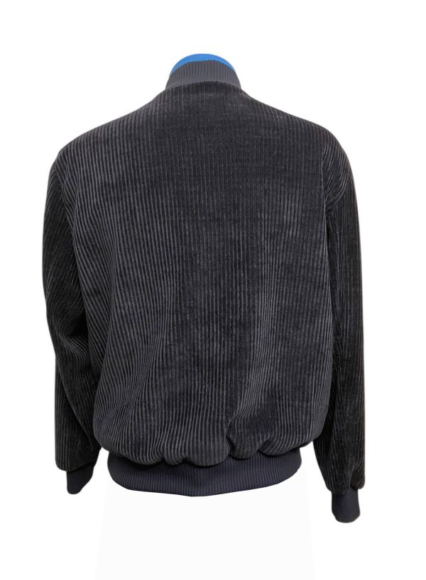 Marco Nils - IT/54 - Bomber in velluto mille righe di poliestere elasticizzato blu scuro - immagine 3