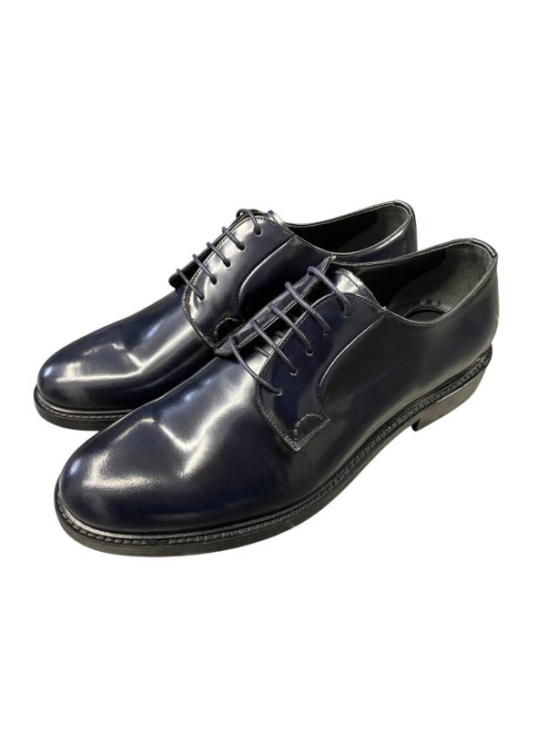 Mauro Ferrini - Scarpe stringate in pelle blu scuro con lacci uomo