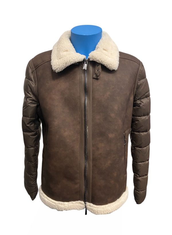 Markup - Giubbotto montone aviatore combinato marrone
