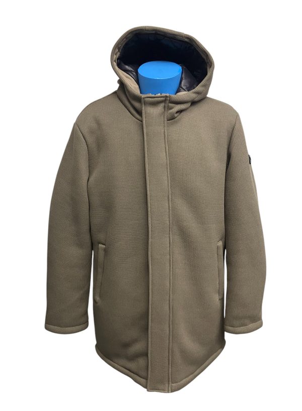 Markup - Giubbotto con cappuccio in maglia tecnica imbottito tortora uomo