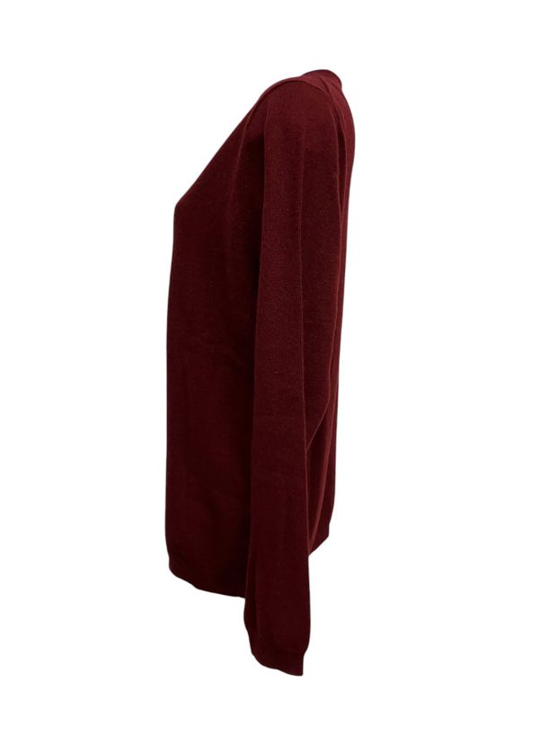 Uniqlo - XL - Maglione con scollo a V in cashmere bordeaux donna - immagine 3