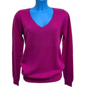 Ann Taylor - L - Maglione con scollo a V in cashmere viola donna