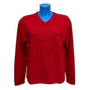 Valerie Stevens - L - Maglione con scollo a V in cashmere rosso donna