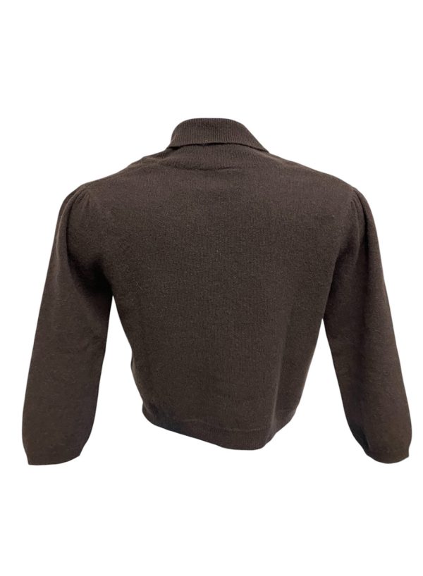 TU - S - Cardigan coprispalle corto in cashmere marrone cioccolato - immagine 3