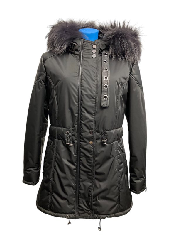 Raphael - IT/48 - Giaccone trapuntato tessuto impermeabile inserti in pelle nero con pelliccia