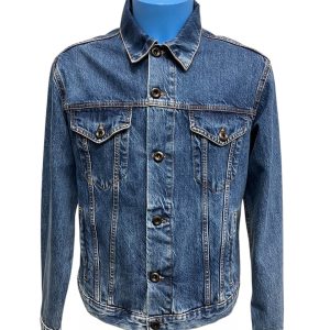 John Byron - Giubbotto corto in jeans denim blu uomo