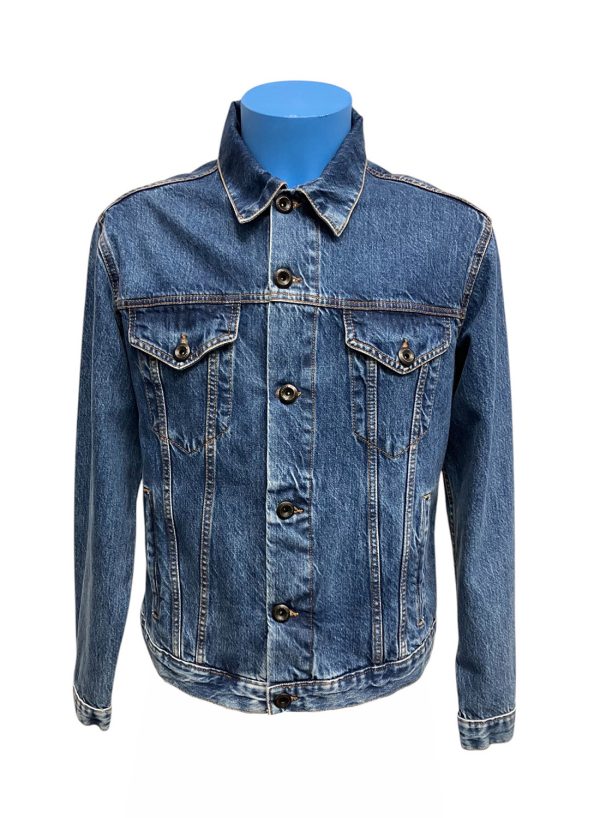 John Byron - Giubbotto corto in jeans denim blu uomo
