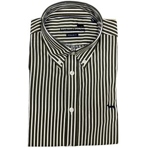 Harmont & Blaine - Camicia regular fit in cotone a righe bianco kaki