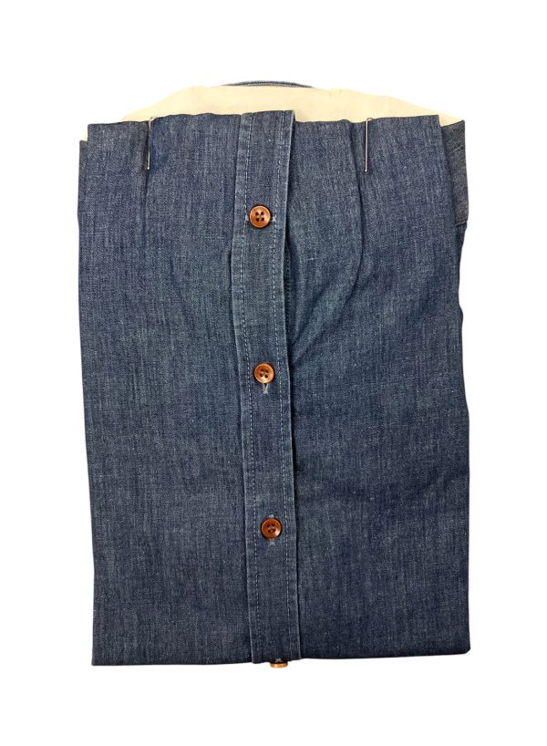 Harmont & Blaine - Camicia regular fit in cotone tinta unita blu effetto denim - immagine 2
