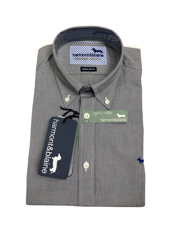Harmont & Blaine - Camicia regular fit in cotone organico fantasia pied de poule
