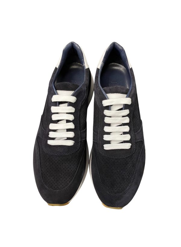 Brecos - EU/42 - Sneaker basso in scamosciato blu navy con lacci uomo - immagine 2