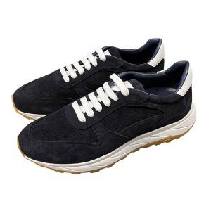 Brecos - EU/42 - Sneaker basso in scamosciato blu navy con lacci uomo