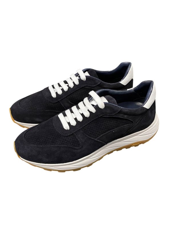 Brecos - EU/42 - Sneaker basso in scamosciato blu navy con lacci uomo