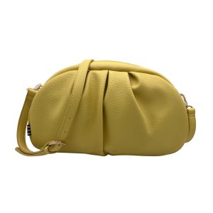 Manila Grace - Borsa a tracolla in pelle vegana martellata giallo