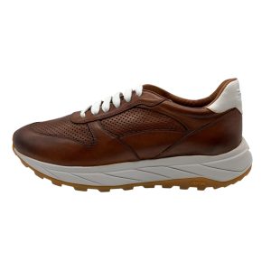 Brecos - EU/42 - Sneaker basso in pelle marrone con lacci uomo