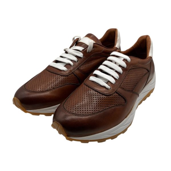 Brecos - EU/42 - Sneaker basso in pelle cuoio con lacci uomo - immagine 2