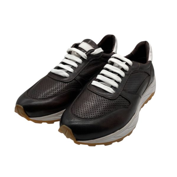 Brecos - EU/42 - Sneaker basso in pelle testa di moro con lacci uomo - immagine 2