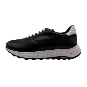 Brecos - EU/42 - Sneaker basso in pelle nero con lacci uomo