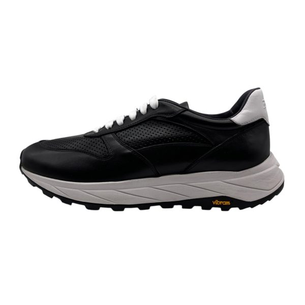 Brecos - EU/42 - Sneaker basso in pelle nero con lacci uomo