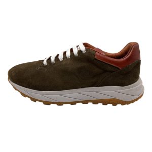 Brecos - EU/42 - Sneaker basso in scamosciato kaki con lacci uomo