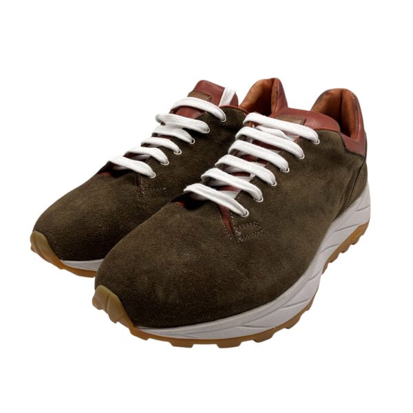 Brecos - EU/42 - Sneaker basso in scamosciato kaki con lacci uomo - immagine 2