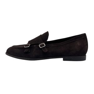 Brecos - EU/42 - Mocassini in pelle scamosciata marrone con chiusura laterale