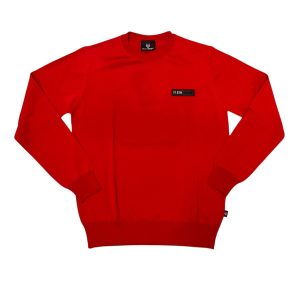 Plein Sport - Maglia a girocollo in lana merino rosso