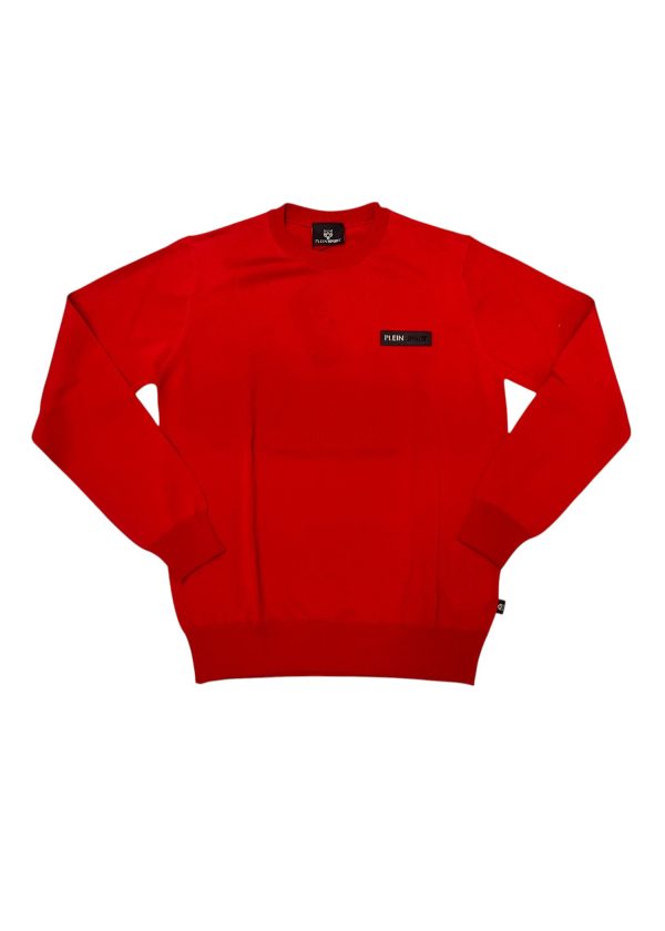 Plein Sport - Maglia a girocollo in lana merino rosso