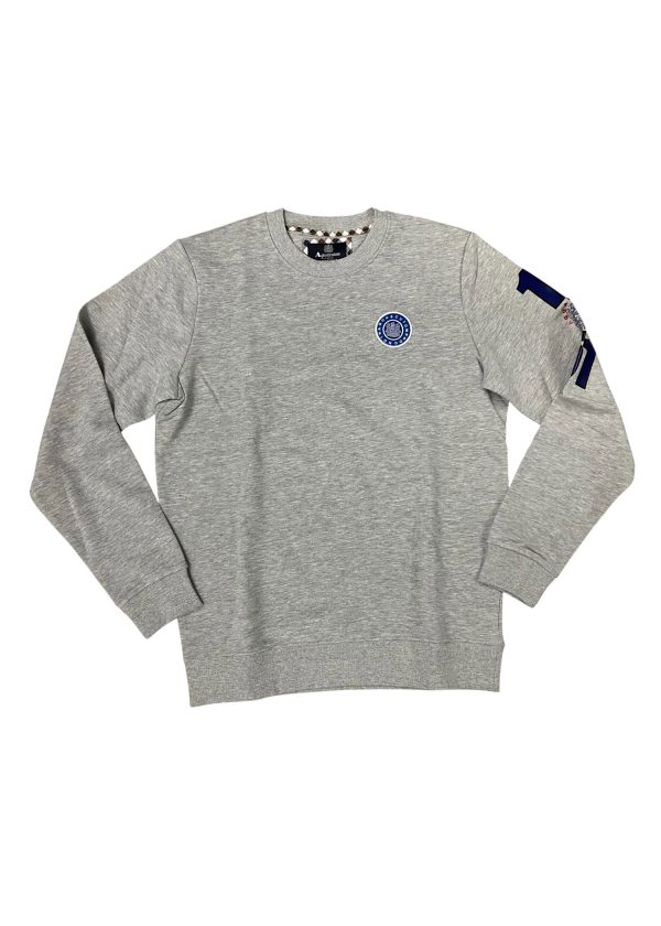 Aquascutum - Felpa a girocollo in cotone e viscosa grigio con stampe