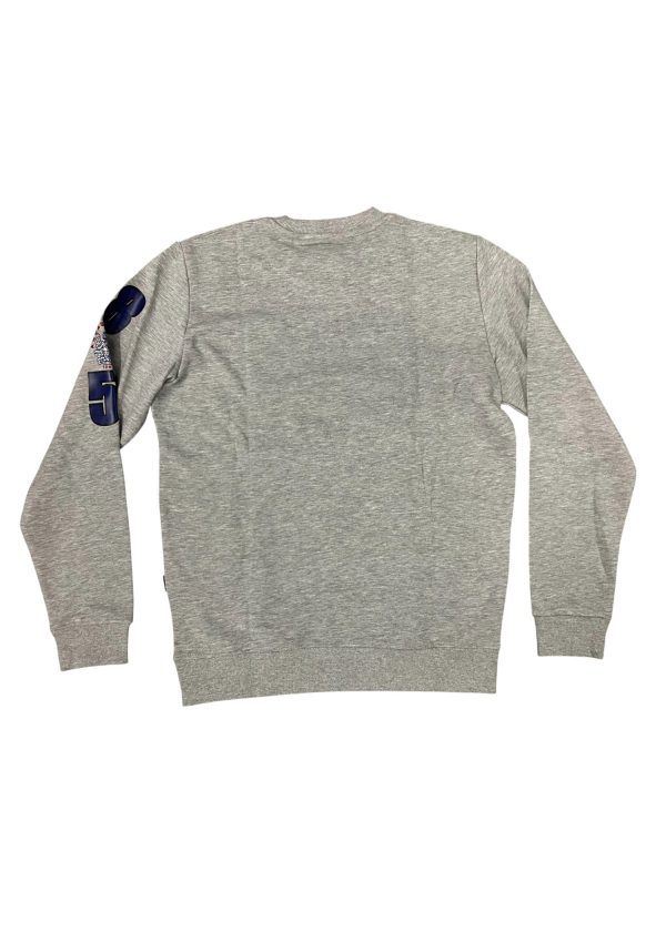 Aquascutum - Felpa a girocollo in cotone e  viscosa grigio con stampe - immagine 2