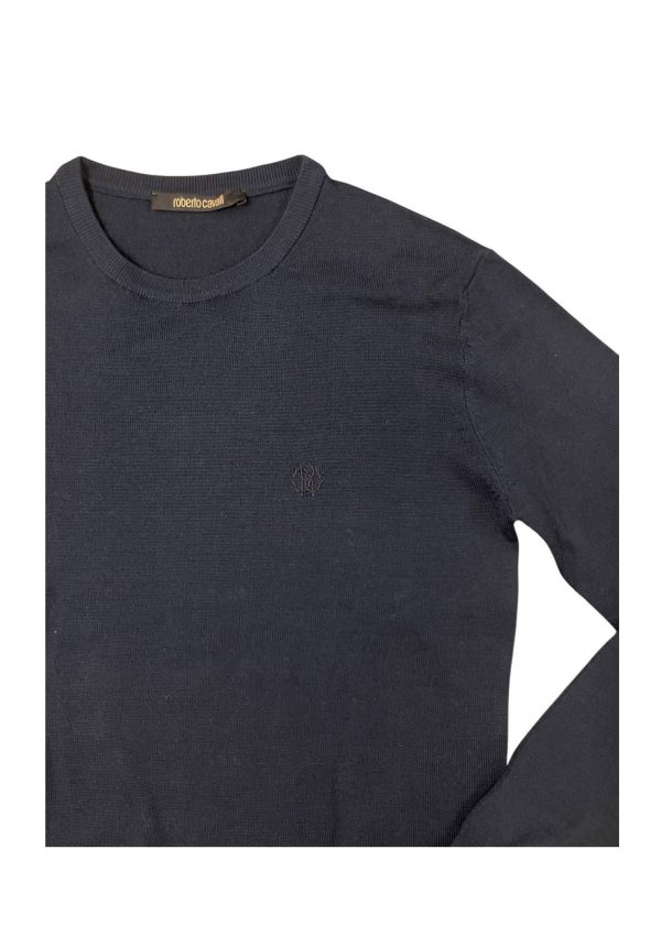 Roberto Cavalli - S - Maglione in lana fantasia blu navy uomo - immagine 3