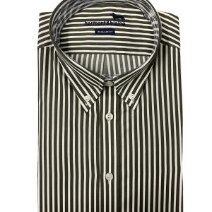 Harmont & Blaine - Camicia regular fit in cotone a righe bianco e kaki