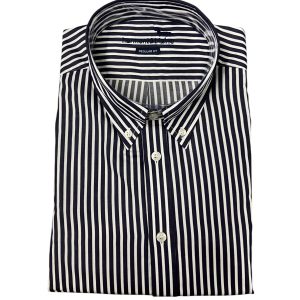 Harmont & Blaine - Camicia regular fit in cotone a righe spesse bianco blu